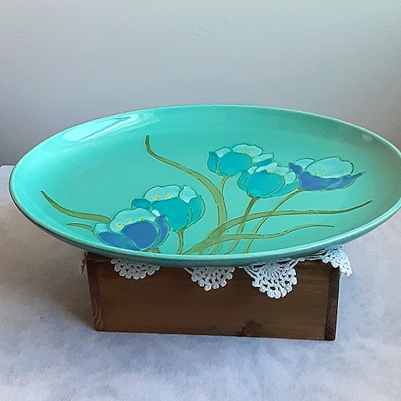 VINTAGE METLOX VERNON WARE TULIP TIME OVAL PLATTER - Picture 2 of 4